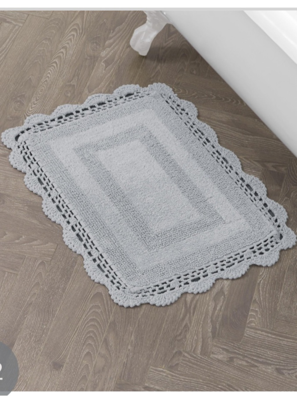 Laura Ashley Crochet Cotton Bath Rug REVERSIBLE 17x24” GRAY